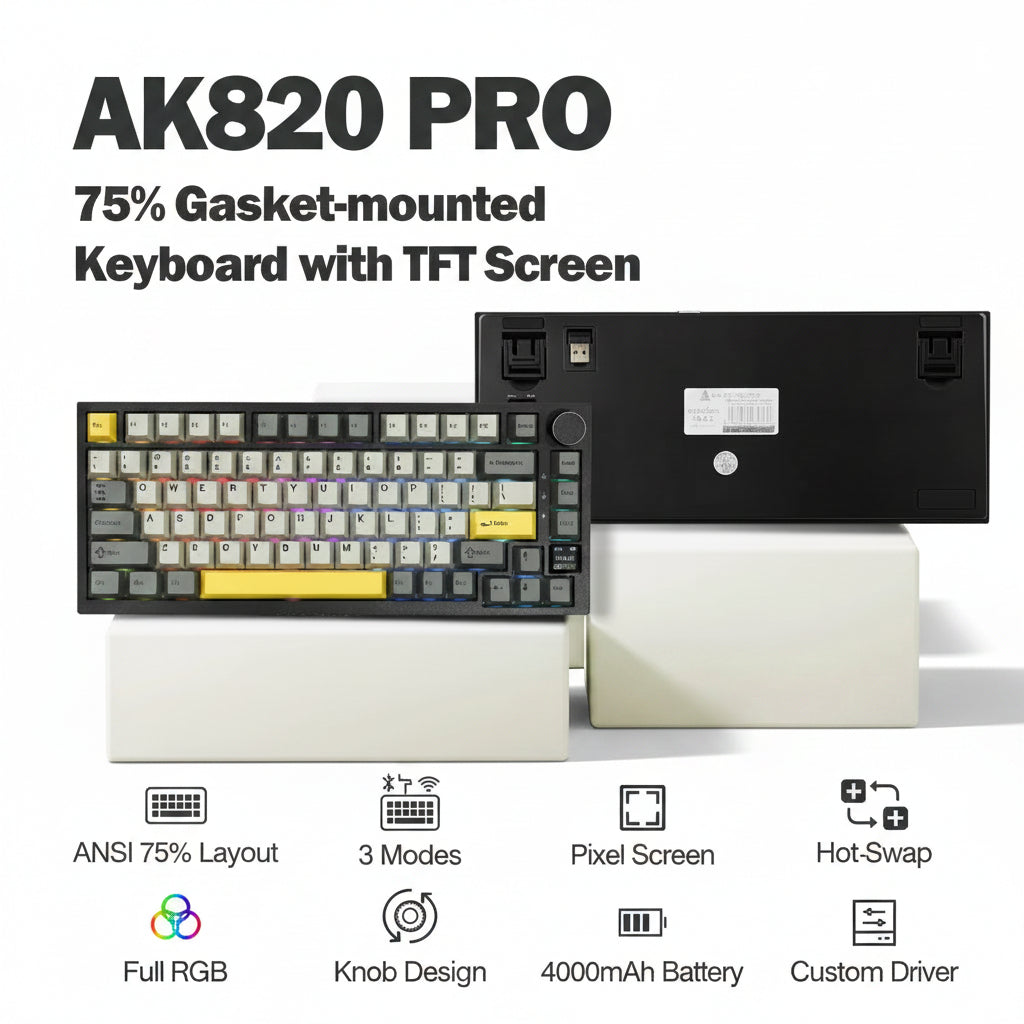 Ajazz AK820 Pro Wireless/Wired/Bluetooth Keyboard