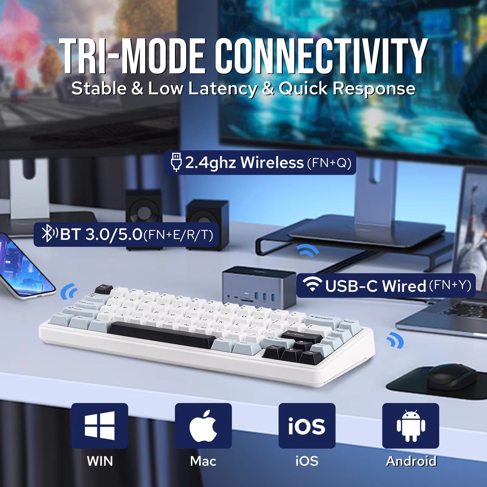 EPOMAKER x AULA F65 Wired / Bluetooth / Wireless Keyboard