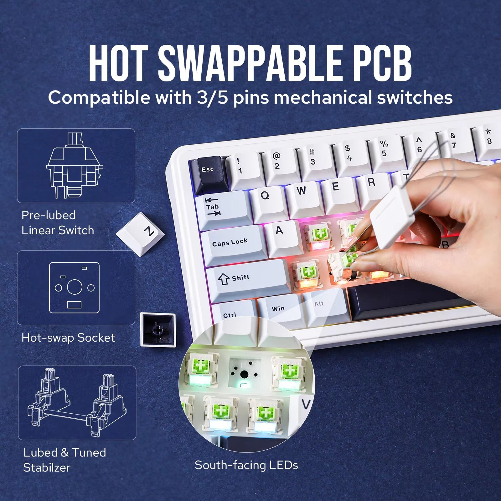 EPOMAKER x AULA F65 Wired / Bluetooth / Wireless Keyboard