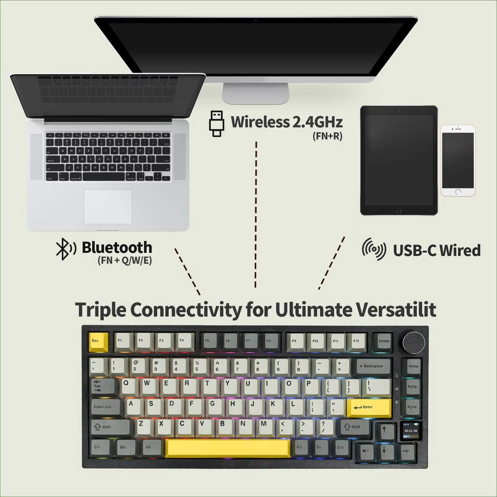 Ajazz AK820 Pro Wireless/Wired/Bluetooth Keyboard