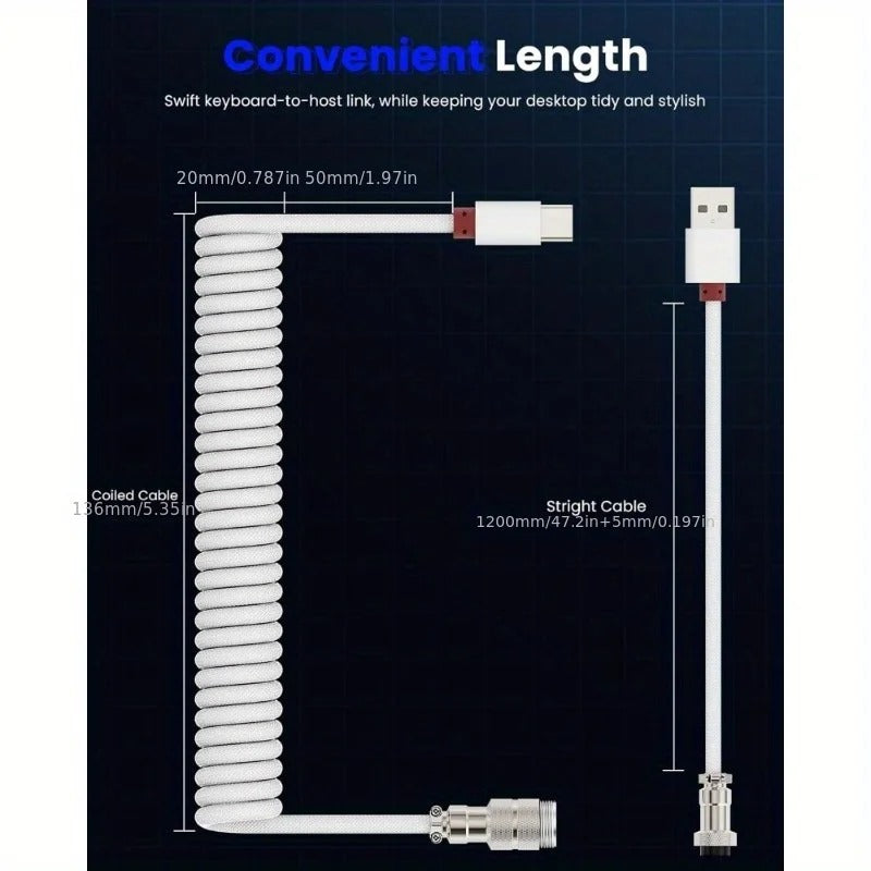 Coiled USB-C Keyboard Cable